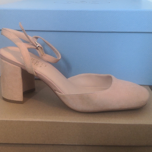 Franco Sarto Square Toe Ballerina Pink Ankle Strap Heels Size: 6 - Picture 4 of 5